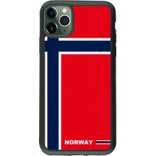 Coque iPhone 11 Pro Max - Silicone rigide noir Maillot de football Norvège 2026 personnalisable