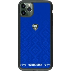 Coque iPhone 11 Pro Max - Silicone rigide noir Maillot de football Ouzbékistan 2026 personnalisable