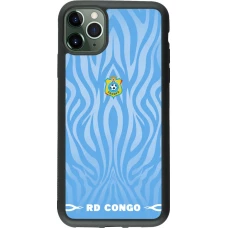 Coque iPhone 11 Pro Max - Silicone rigide noir Maillot de football RD Congo 2026 personnalisable
