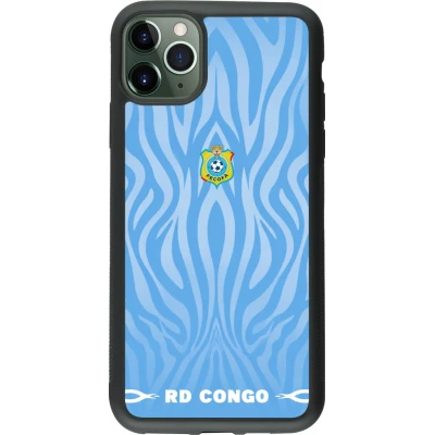 Coque iPhone 11 Pro Max - Silicone rigide noir Maillot de football RD Congo 2026 personnalisable