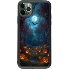 Coque iPhone 11 Pro Max - Silicone rigide noir Halloween 2026 Road of Pumpkins