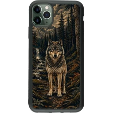 iPhone 11 Pro Max Case Hülle - Silikon schwarz Linocut Wold
