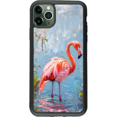 Coque iPhone 11 Pro Max - Silicone rigide noir Paint Flamingo