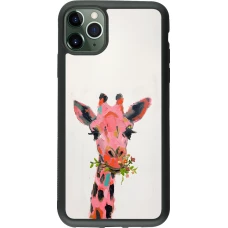 iPhone 11 Pro Max Case Hülle - Silikon schwarz Pink Girafe Paint
