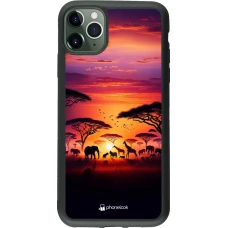 iPhone 11 Pro Max Case Hülle - Silikon schwarz Safari Sonnenuntergang Wildtiere