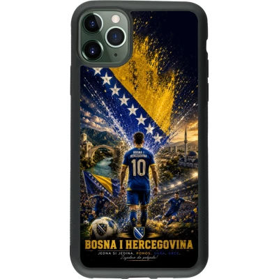 Coque iPhone 11 Pro Max - Silicone rigide noir Football Bosnie-Herzégovine splash 2026