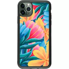 iPhone 11 Pro Max Case Hülle - Silikon schwarz Spring 23 colorful flowers