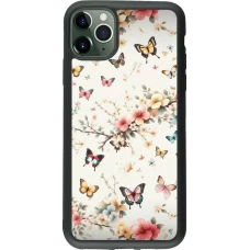 Coque iPhone 11 Pro Max - Silicone rigide noir Spring 25 Papillons Légers