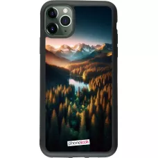 iPhone 11 Pro Max Case Hülle - Silikon schwarz Sonnenuntergang Waldsee