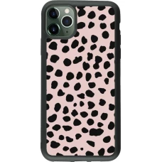 Coque iPhone 11 Pro Max - Silicone rigide noir Wild Leopard Pink