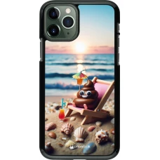 iPhone 11 Pro Case Hülle - Kackhaufen Emoji auf Liegestuhl