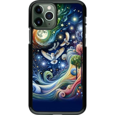 Coque iPhone 11 Pro - hibou volant floral