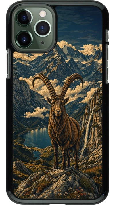 Coque iPhone 11 Pro - Linocut Bouquetin