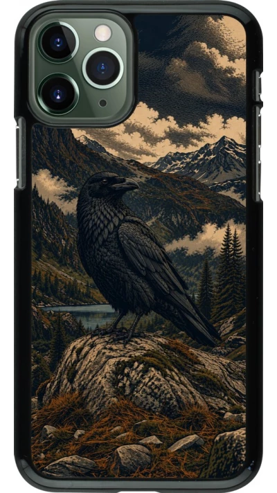 Coque iPhone 11 Pro - Linocut Grand Corbeau
