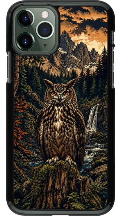 Coque iPhone 11 Pro - Linocut Grand-Duc