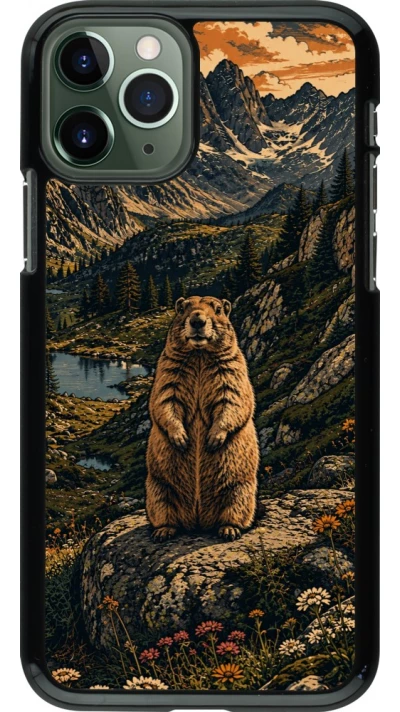 Coque iPhone 11 Pro - Linocut Marmotte