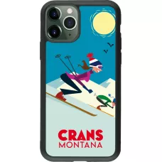 Coque iPhone 11 Pro - Silicone rigide noir Crans-Montana Ski Downhill