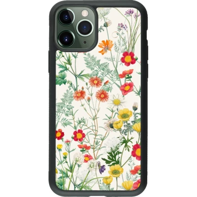 Coque iPhone 11 Pro - Silicone rigide noir Flora Botanical Wildlife