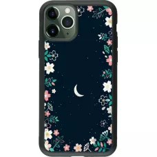 Coque iPhone 11 Pro - Silicone rigide noir Flowers space