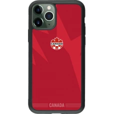Coque iPhone 11 Pro - Silicone rigide noir Maillot de football Canada 2026 personnalisable