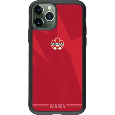 Coque iPhone 11 Pro - Silicone rigide noir Maillot de football Canada 2026 personnalisable