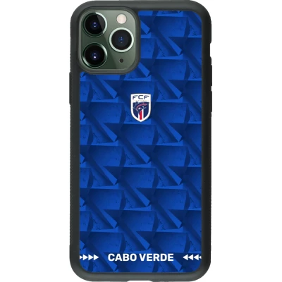 Coque iPhone 11 Pro - Silicone rigide noir Maillot de football Cap-Vert 2026 personnalisable