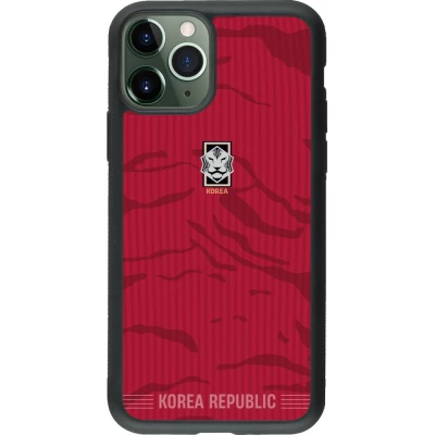 Coque iPhone 11 Pro - Silicone rigide noir Maillot de football Corée du Sud 2026 personnalisable