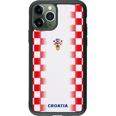 Coque iPhone 11 Pro - Silicone rigide noir Maillot de football Croatie 2026 personnalisable
