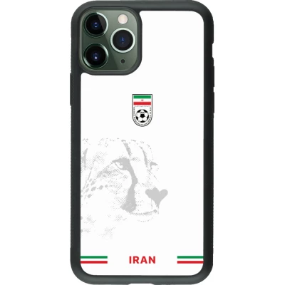 Coque iPhone 11 Pro - Silicone rigide noir Maillot de football Iran 2026 personnalisable