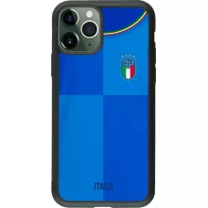 Coque iPhone 11 Pro - Silicone rigide noir Maillot de football Italie 2022 personnalisable