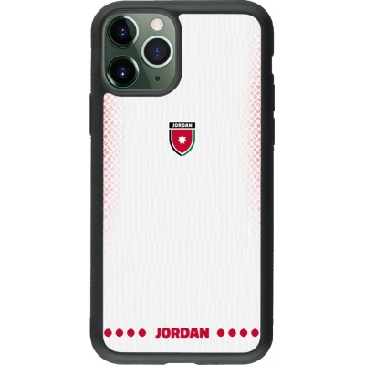 Coque iPhone 11 Pro - Silicone rigide noir Maillot de football Jordanie 2026 personnalisable