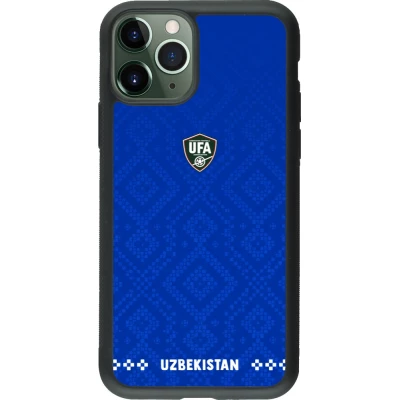 Coque iPhone 11 Pro - Silicone rigide noir Maillot de football Ouzbékistan 2026 personnalisable