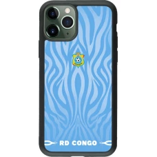 Coque iPhone 11 Pro - Silicone rigide noir Maillot de football RD Congo 2026 personnalisable