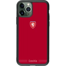 Coque iPhone 11 Pro - Silicone rigide noir Maillot de football Répuplique Tchèque 2026 personnalisable