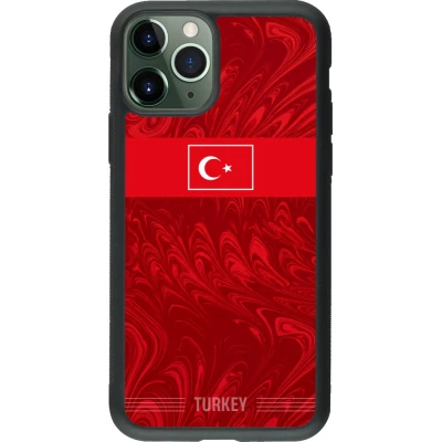 Coque iPhone 11 Pro - Silicone rigide noir Maillot de football Turquie 2026 personnalisable