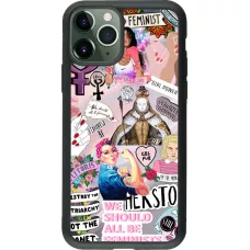 Coque iPhone 11 Pro - Silicone rigide noir Girl Power Collage