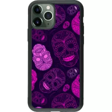 iPhone 11 Pro Case Hülle - Silikon schwarz Halloween 2023 pink skulls
