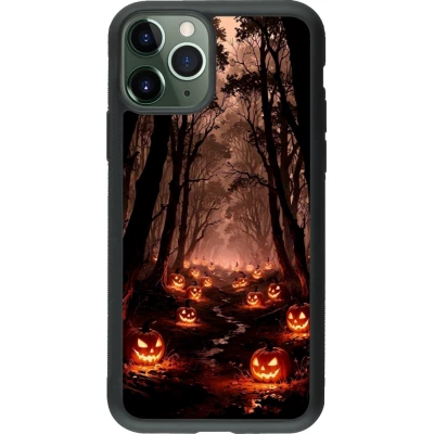 Coque iPhone 11 Pro - Silicone rigide noir Halloween 2025 Road of Terrifying Pumpkins