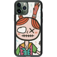 Coque iPhone 11 Pro - Silicone rigide noir Little Girl Sketch
