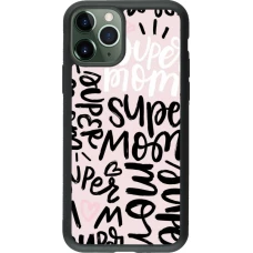 Coque iPhone 11 Pro - Silicone rigide noir Mom 2024 Super mom