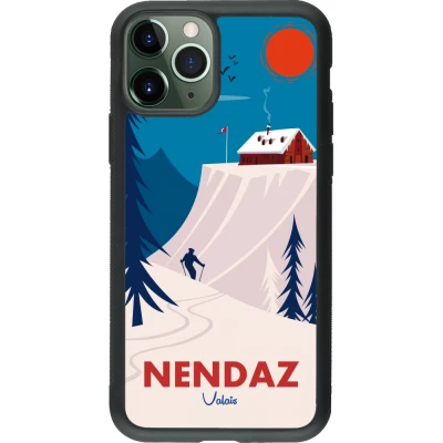 Coque iPhone 11 Pro - Silicone rigide noir Nendaz Cabane Ski