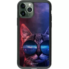 Coque iPhone 11 Pro - Silicone rigide noir Red Blue Cat Glasses