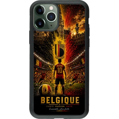 Coque iPhone 11 Pro - Silicone rigide noir Football Belgique splash 2026