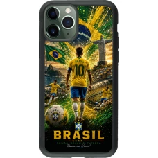 Coque iPhone 11 Pro - Silicone rigide noir Football Brésil splash 2026