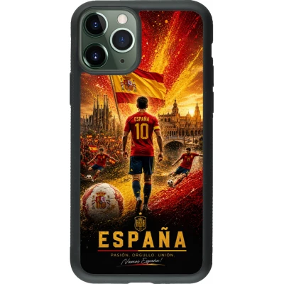 Coque iPhone 11 Pro - Silicone rigide noir Football Espagne splash 2026