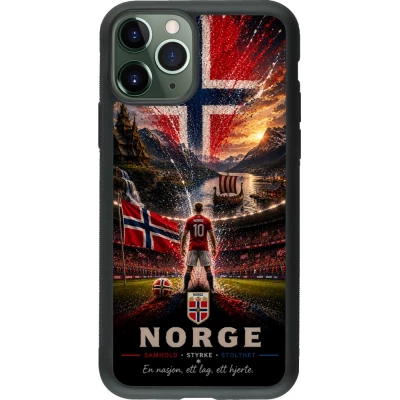 Coque iPhone 11 Pro - Silicone rigide noir Football Norvège splash 2026