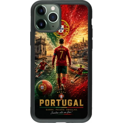 Coque iPhone 11 Pro - Silicone rigide noir Football Portugal splash 2026