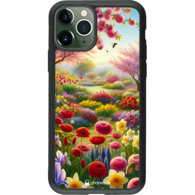 Coque iPhone 11 Pro - Silicone rigide noir Spring 25 Bouquet printemps