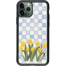 Coque iPhone 11 Pro - Silicone rigide noir Blue vichy tulips Spring 2026