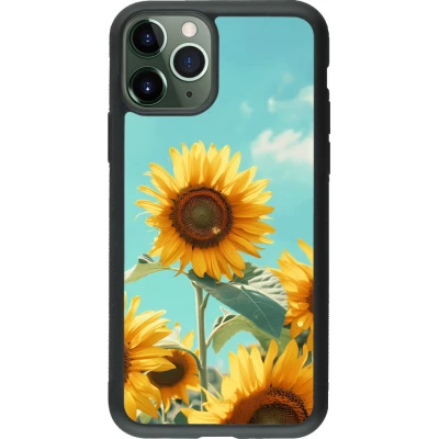 Coque iPhone 11 Pro - Silicone rigide noir Sunflowers Summer 2026